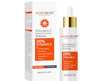 Sérum facial con vitamina C, ácido hialurónico, ácido ferúlico y vitamina E: iluminador, hidratante y ligero, cuidado diario de la piel - 60 ml