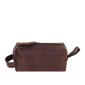 Nordbury Mens Wash Bag, Real Leather Toiletry Bag, Shower Caddy Bag