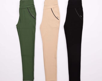 Nordbury Women Trousers Soft Pants Stretch Pull-On Comfy Jeggings going-out Italian Bottoms with Pockets for Jogging and Training Workout