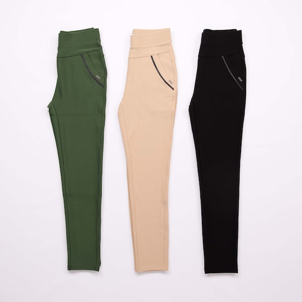 Nordbury Damen Hose Weiche Hose Stretch Pull-On Bequeme Jeggings Ausgehen Italienisch Bottoms mit Taschen zum Joggen und Training Workout