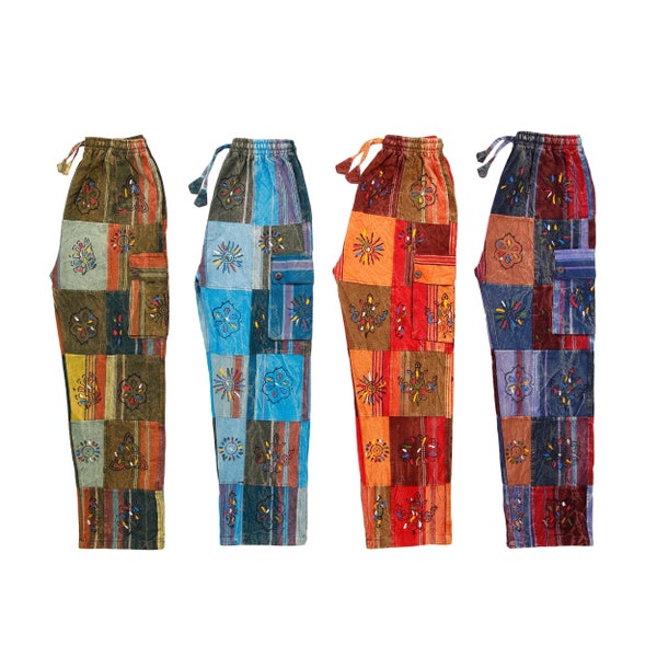 Nordbury - Pantalon hippie en patchwork - Pantalon en coton imprimé - Pantalon de festival - Sarouel en coton coloré hippie funky