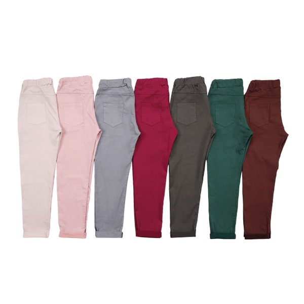 Nordbury Ladies Italian Stretch Plain Pants Magic Trousers Womens Magic Casual Joggers with Deep Pockets