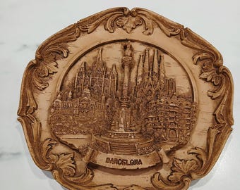 Recuerdo De Barcelona Decorative Vintage Plate – 25 Cm Porcelain