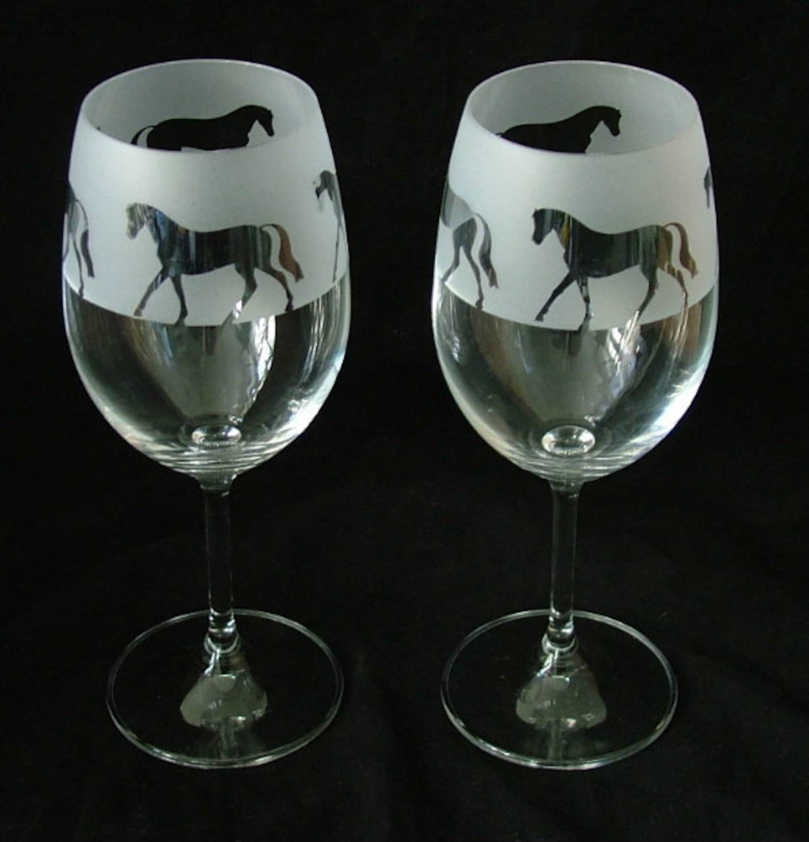 Horse Wine Glasses...a Pair...boxed Etsy