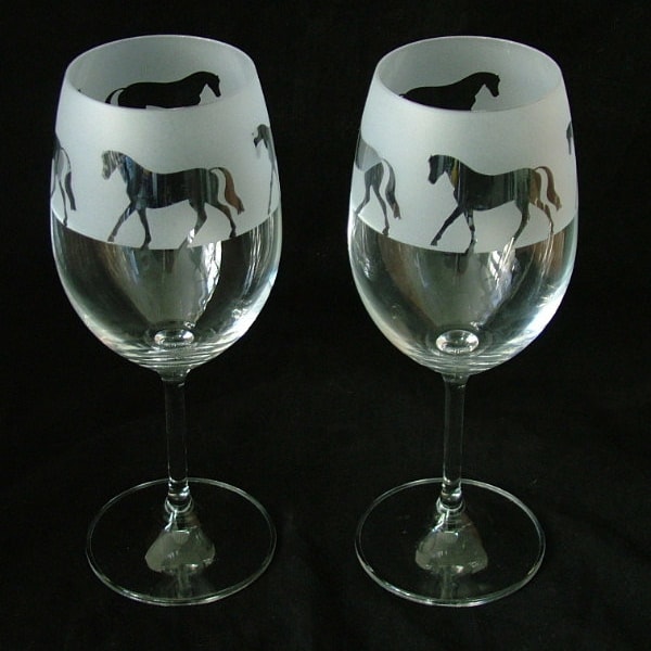 Horse Wine glasses...A Pair...Boxed