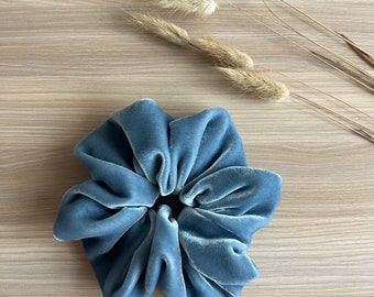 Maxi Blue Silk Velvet Hair Tie Scrunchie