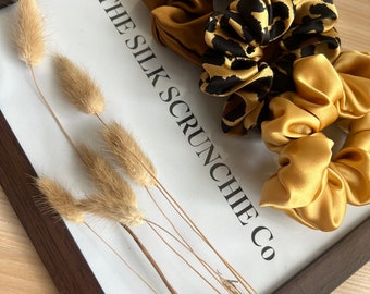 Set of 3 midi silk scrunchies Golden Goddess Bundle Gift