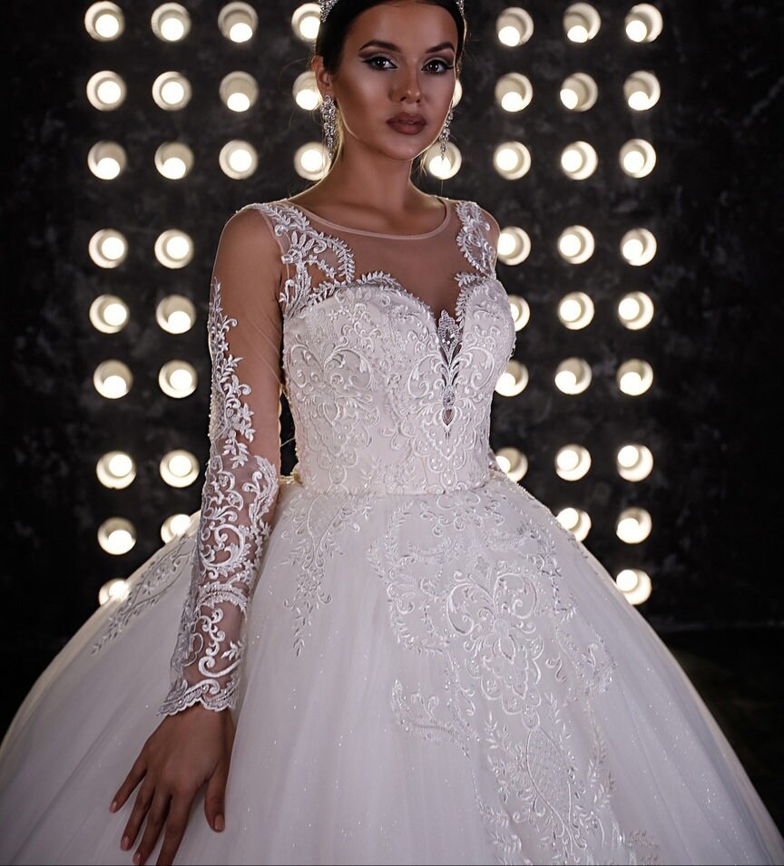 Impresionante vestido de novia princesa glam y brillo tul - Etsy España