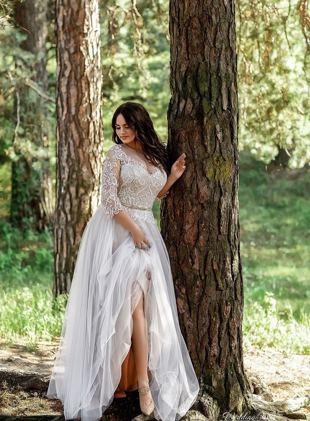 Beautiful Plus Size Lace and Tulle Wedding Dress Long Sleeves, a Line Plus  Size Wedding Dress, Plus Size Bride Dress, ALL SIZES -  Finland