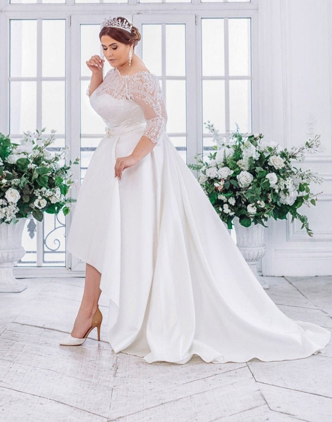 Plus Size Satin Wedding Dress, a Line Satin Wedding Dress, Plus Size Bridal  Dress, Size Plus Short or Long Wedding Dress 