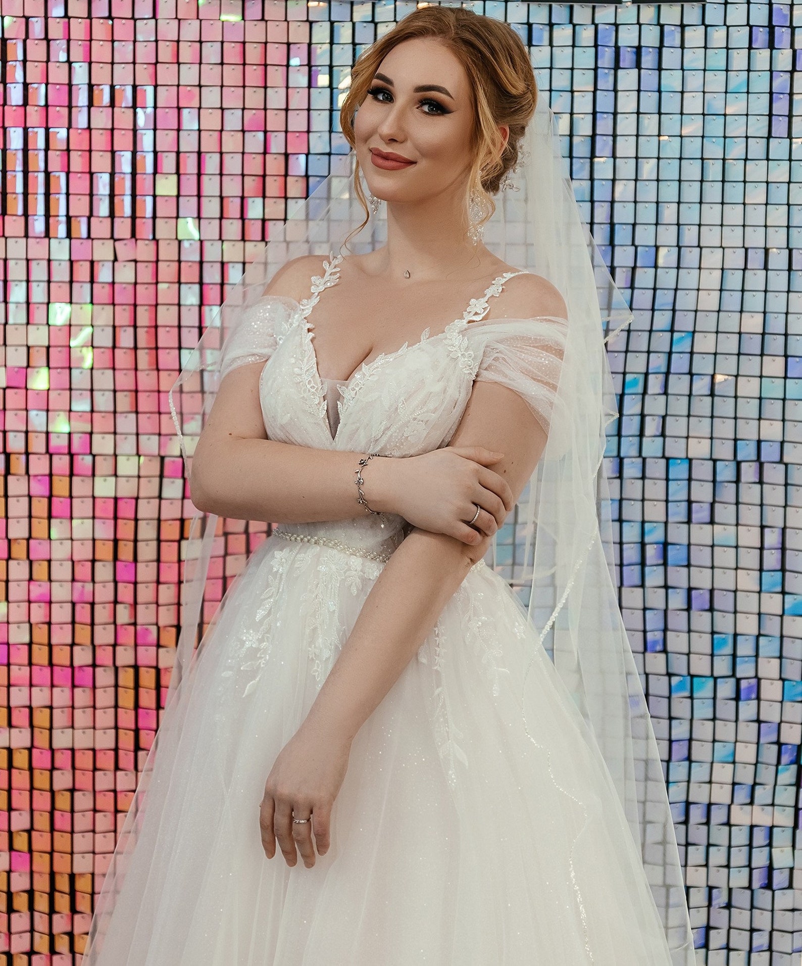 Off-Shoulder Fitted Wedding Gown for Plus Sizes