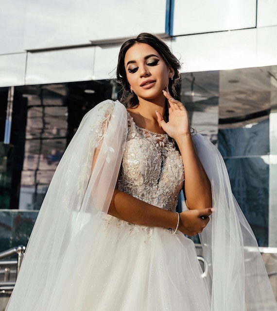 Glamorous Wedding Dresses Illussion O Neck Beaded Shinny Glitter Fabric  Lace Bridal Gown 2020 - AliExpress