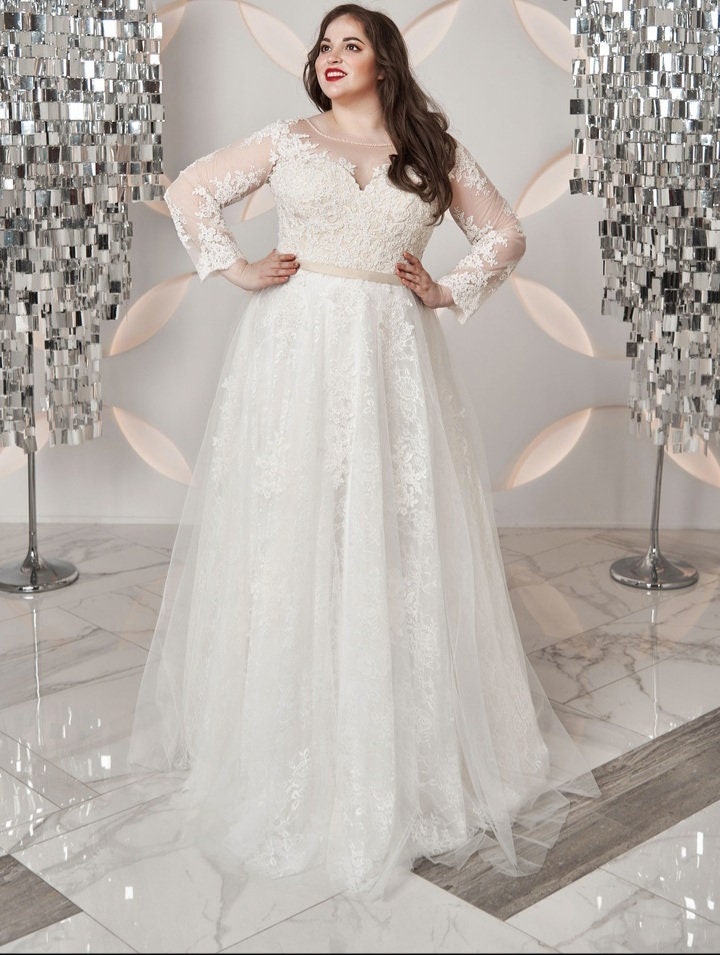 Gorgeous Plus Size Lace and Tulle Wedding Dress Beautiful - Etsy