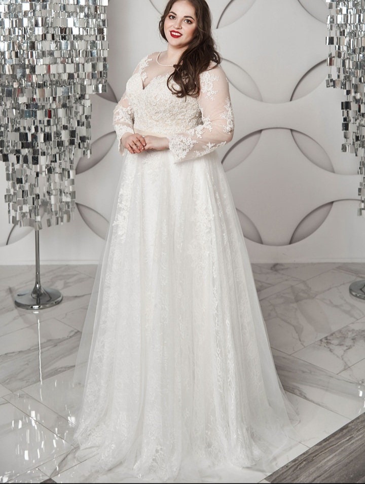 Gorgeous Plus Size Lace and Tulle Wedding Dress Beautiful - Etsy
