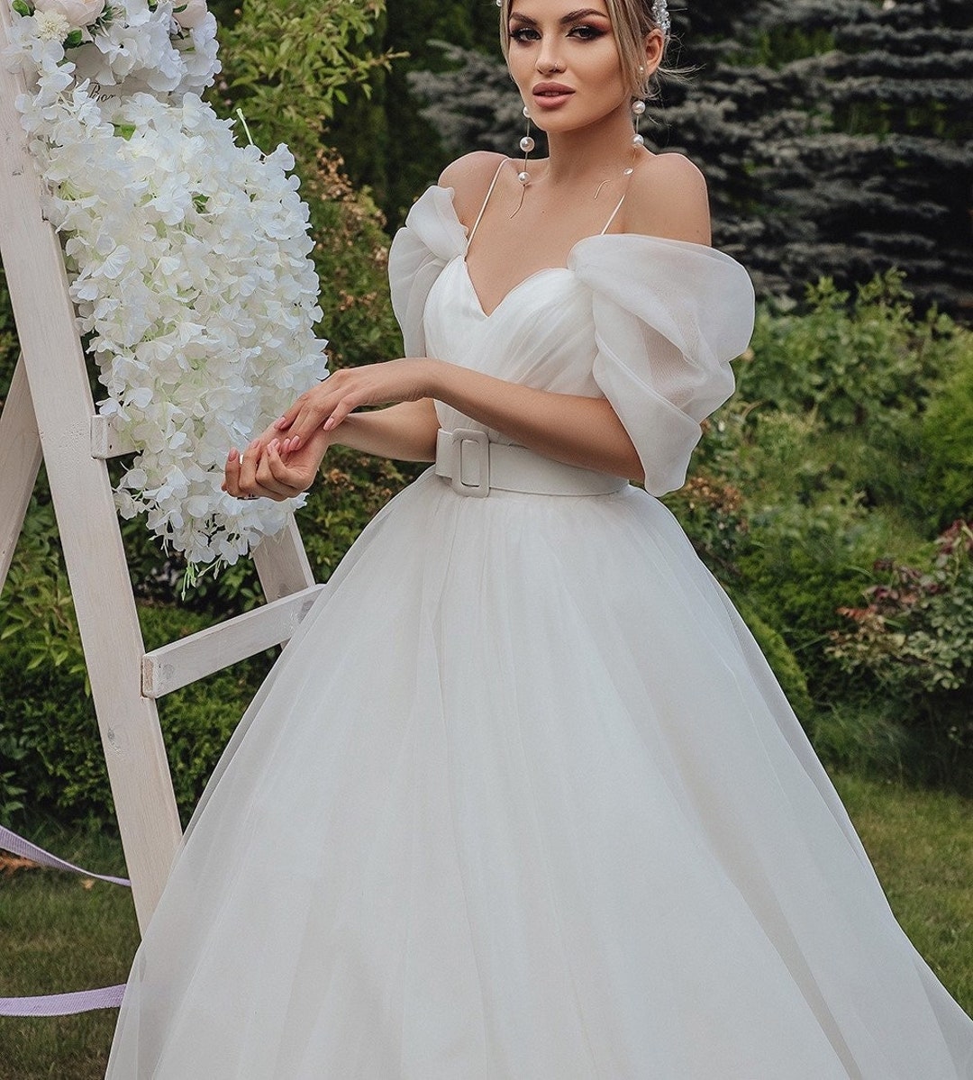 Vestidos de novia outlet con olanes de organza