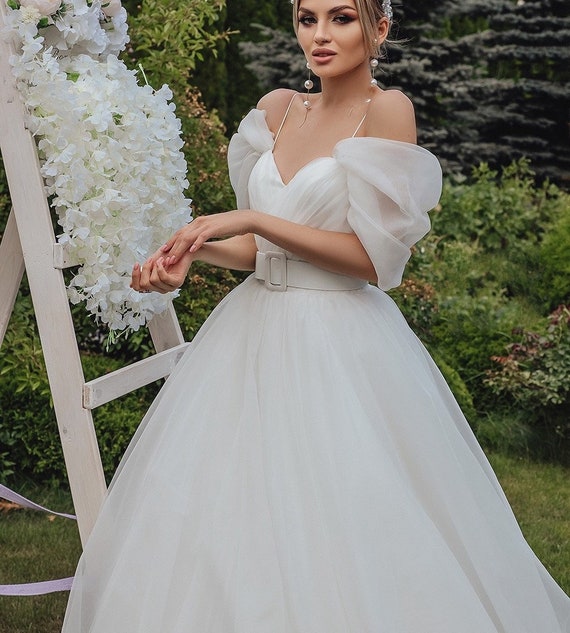 Satin Strapless Wedding Gown, Minimalist Wedding Dress, Ivory