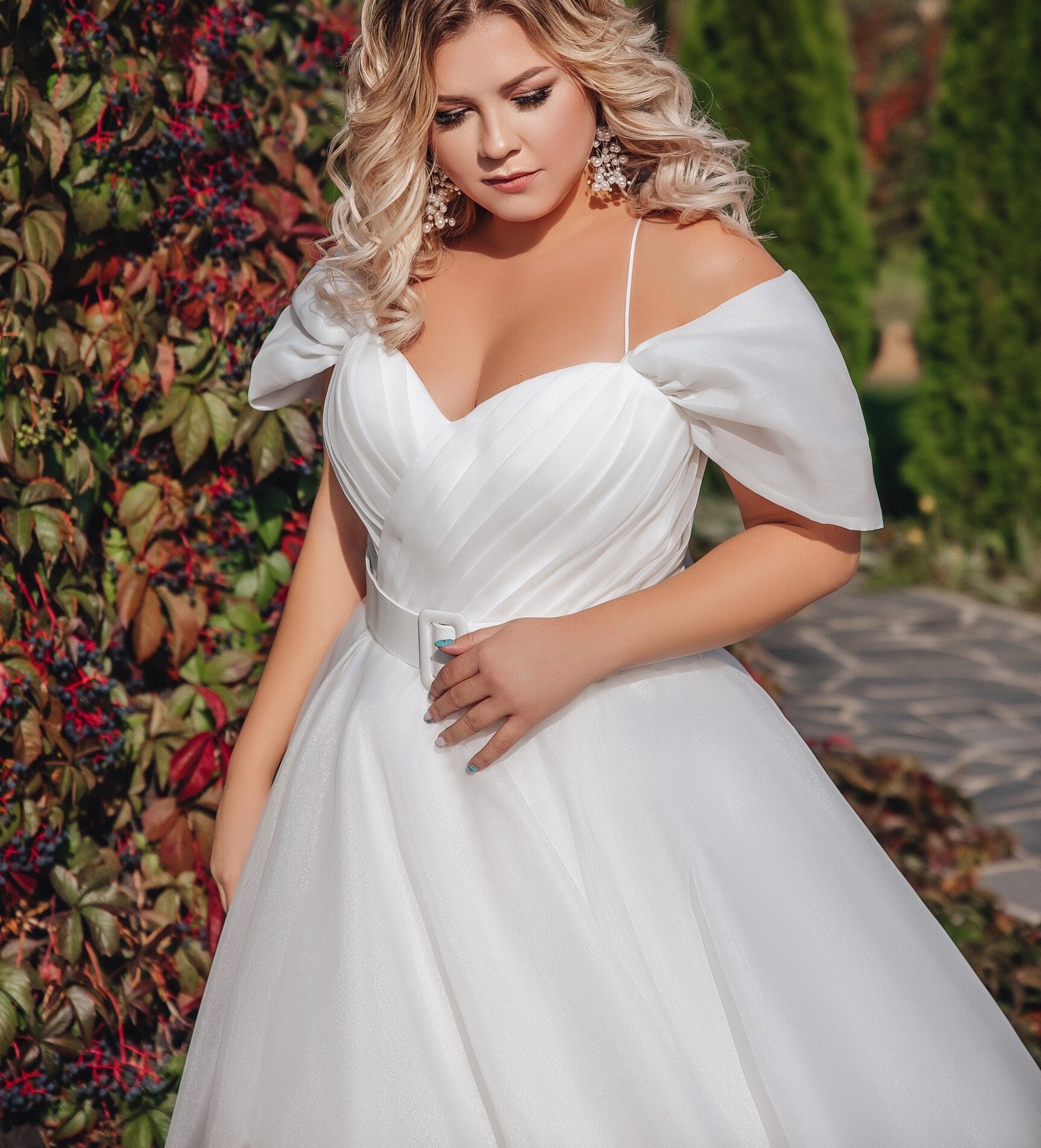 plus size off the shoulder wedding dress