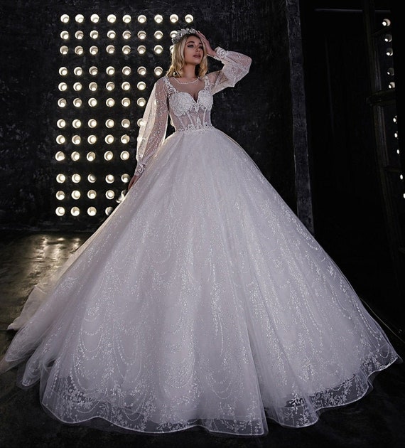 Capataz social abrigo Vestido de novia princesa glam y brillo vestido de novia real - Etsy España