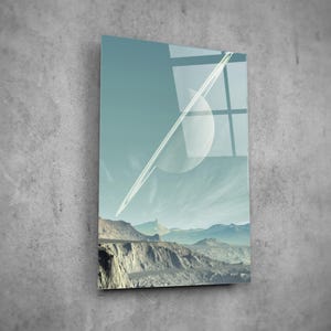 Tempered Glass Planet View Wall Art: Modern Landscape Decor