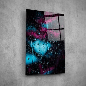 Colorful Raindrops Tempered Glass Wall Art: Modern Home Decor