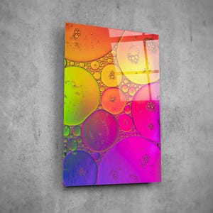 Decoración de pared de vidrio con patrón colorido - Arte de pared de vidrio - Decoración del hogar - Escultura de pared - Diseño de interiores - Regalo de cumpleaños - Arte de pared de vidrio templado