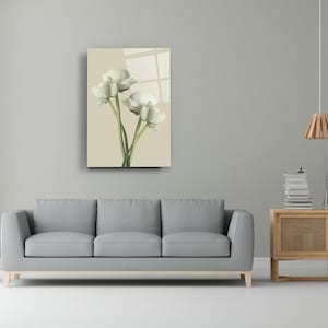 Arte de pared de vidrio templado con flores minimalistas - Decoración moderna para el hogar