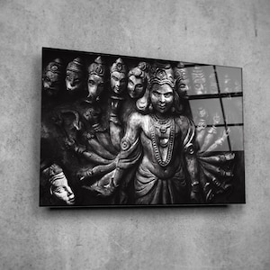 Estatua de Buda de vidrio para decoración de pared - Arte de vidrio para pared - Decoración del hogar - Escultura de pared - Diseño de interiores - Regalo de cumpleaños - Arte de pared de vidrio templado