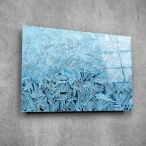 Decoración de pared de vidrio con efecto hielo - Arte de pared de vidrio para el hogar - Escultura de pared - Diseño de interiores - Regalo de cumpleaños - Arte de pared de vidrio templado