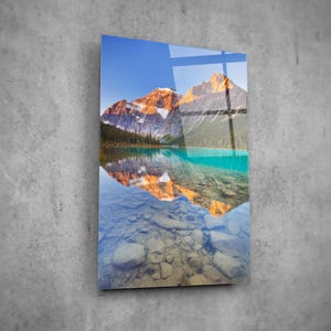 Decoración de pared con vista al lago - Arte de pared de vidrio - Decoración del hogar - Escultura de pared - Diseño de interiores - Regalo de cumpleaños - Decoración de pared de vidrio templado