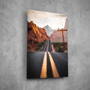 Peaceful Road View Tempered Glass Wall Art: Modern Home Decor