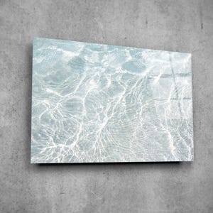 Decoración de pared de vidrio con olas de piscina blanca - Arte de pared de vidrio para decoración del hogar - Escultura de pared - Diseño de interiores - Regalo de cumpleaños - Arte de pared de vidrio templado