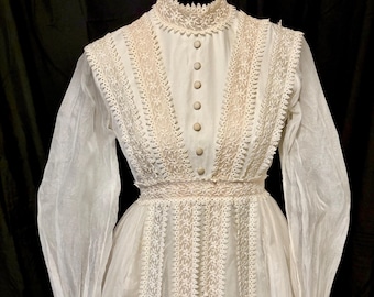 Vintage Boho Wedding Dress: 60s Empire Waist Gown, Size 4-6, Layla