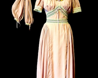 Vintage Rose Pink Party Dress: Detachable Sleeves, Size 2, Brie