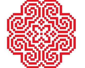 Point de croix hmong, motif floral de broderie machine au point de croix, motif hmong de point de croix, motif de broderie machine, motif floral, point de croix