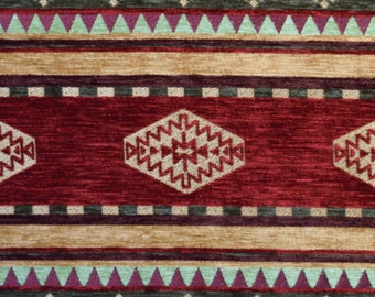 Tissu ethnique rouge, tissu kilim kaki, tissu chenille, tissu de tapis rouge, tissu kilim, tissu de décoration intérieure, tissu d'ameublement, tissu géométrique