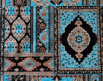 Tissu chenille,Tissu tapis,Tissu patchwork,Tissu ethnique,Tissu Kilim,Tissu turquoise,Tissu turc,Tissu jacquard,Tissu d'ameublement