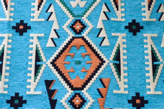 Turquoise Fabric,Tribal Fabric,Geometric Fabric,Blue Fabric,Carpet Fabric,Woven Fabric,Turkish Fabric,Cotton Fabric,Upholstery Fabric