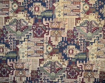 Tissu ethnique bleu, tissu de tapis, tissu Chenille, tissu de tapis, tissu Kilim, tissu tissé, tissu Jacquard, tissu d'ameublement, tissu géométrique