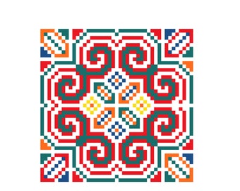 Point de croix hmong, motif de broderie machine au point de croix floral, point de croix hmong, motif de broderie machine, motif floral, point de croix