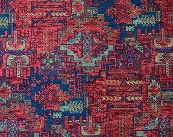 Tissu chenille rouge,Tissu de moquette bleu,Tissu Chenille,Tissu de moquette,Tissu ethnique,Tissu kilim,Tissu d'ameublement,Tissu géométrique