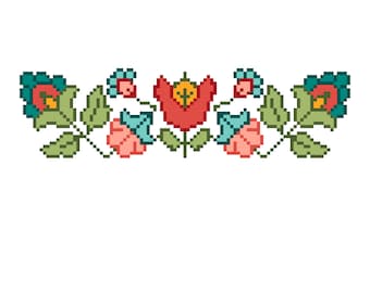 Motif floral de broderie machine au point de croix, motif de broderie machine, motif floral, broderie point de croix, fleur point de croix, point de croix