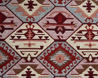 Tissu de coton blanc, Tissu d'ameublement, Tissu Kilim, Tissu géométrique, Tissu ethnique, Tissu tissé, Tissu tribal, Tissu turc, Tissu de coton