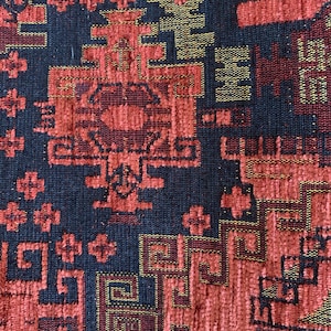 Kachel Roter Stoff,Blauer Teppich Stoff,Chenille Stoff,Teppich Stoff,ethnischer Stoff,Kilim Stoff,Polster Stoff,Geometrischer Stoff