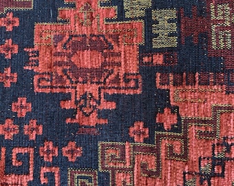 Tuile de tissu rouge, tissu de tapis bleu, tissu Chenille, tissu de tapis, tissu ethnique, tissu Kilim, tissu d’ameublement, tissu géométrique