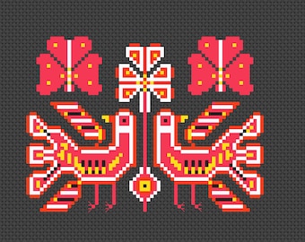 Conception de broderie ethnique, conception de broderie de machine de point de croix, conception florale, broderie de point de croix, point de croix d'oiseau, broderie d'oiseau