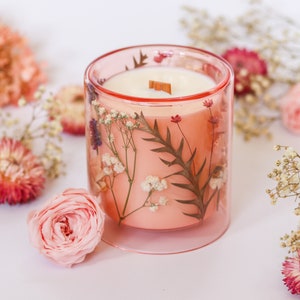 PRE-ORDER Wildflower Botanical Candle, Dried Floral Candle, Soy Candle With Preserved Flowers, Wooden Wicked Soy Candle, Gifts For Her