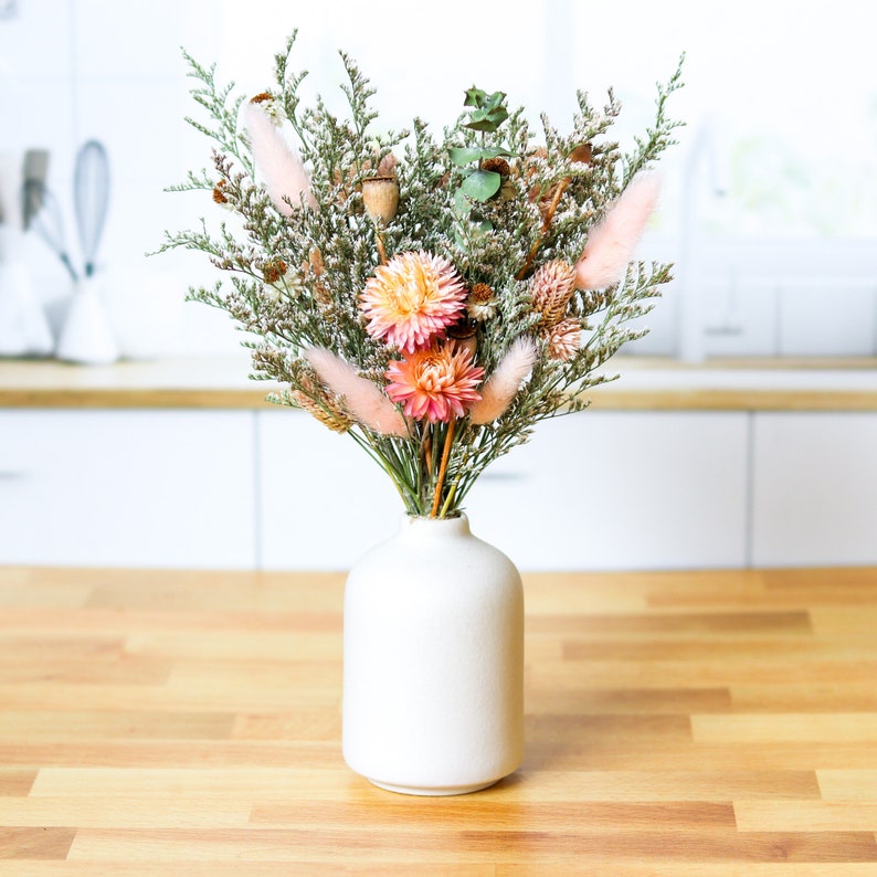 Blush Pink Dried Flower Arrangement, Flower Bouquet, Boho Pink Flower Decor, Anniversary Flower Bouquet, Dried Eucalyptus, Gifts for Her image 8