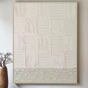Beige 3D Textured Abstract Oil Painting Grey Wall art Modern living room Art painting Minimalist Art Home Decor