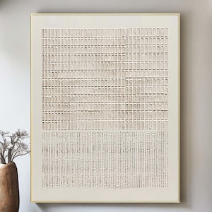 Beige Wabi-Sabi Wall Art, Beige 3D Textured Abstract Art, Modern Minimalist Canvas Painting, Handmade Neutral Wall Decor, Modern Wall Art