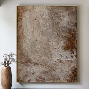 Textured Brown Abstract Art - Minimalist Earth Tone Painting, Handmade Canvas Art, Organic Neutral Wall Decor, Modern Wabi-Sabi Wall Art